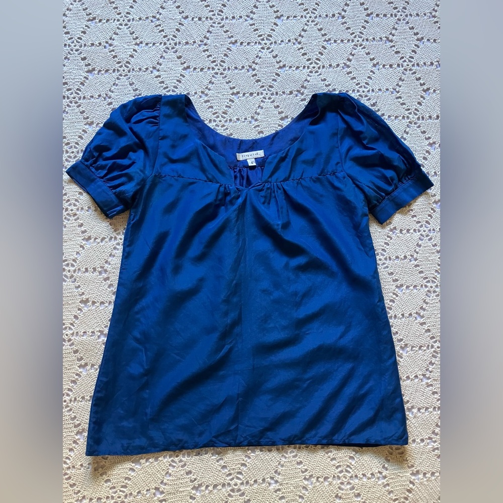 Liquid Barney’s New York Striking Blue Puff Sleeve Top